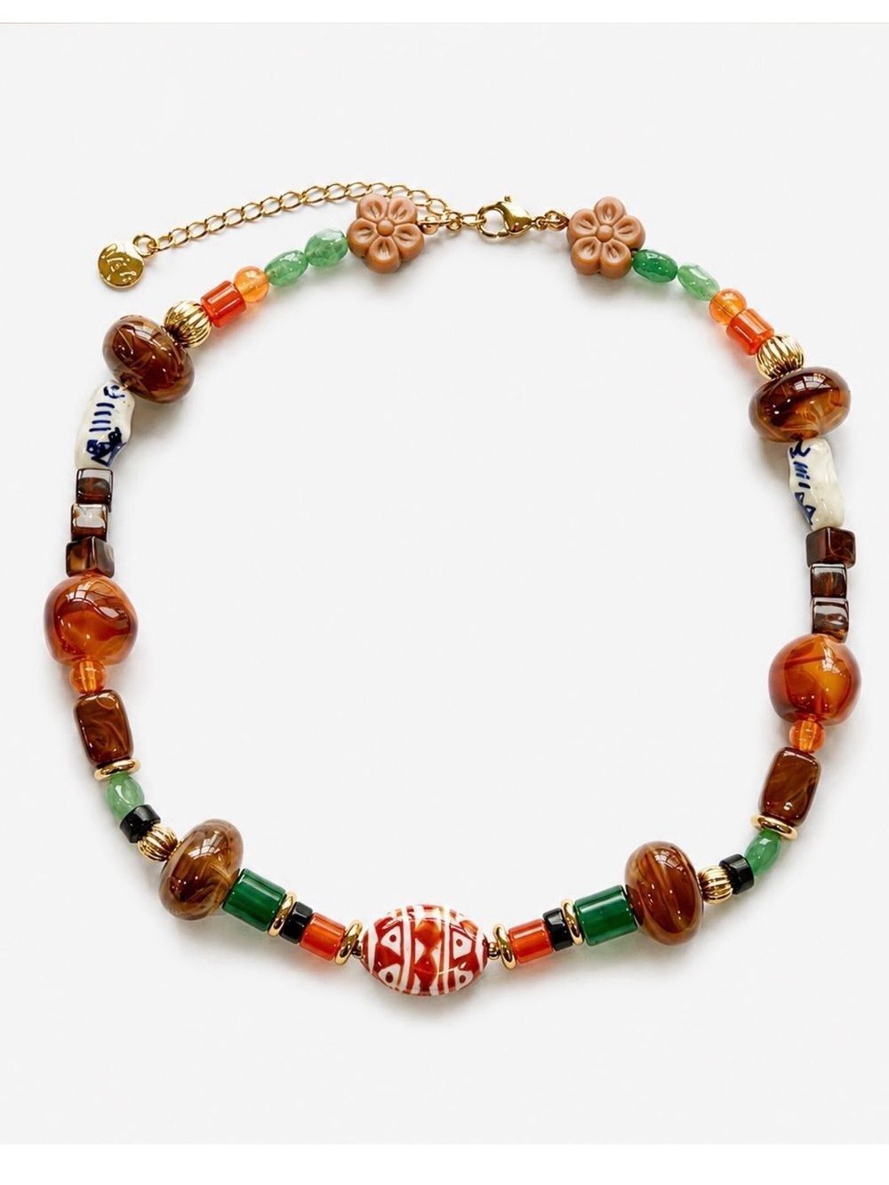 Handcrafted Multicolor Bead Necklace 16” with 3” extender - Picture 2 of 3